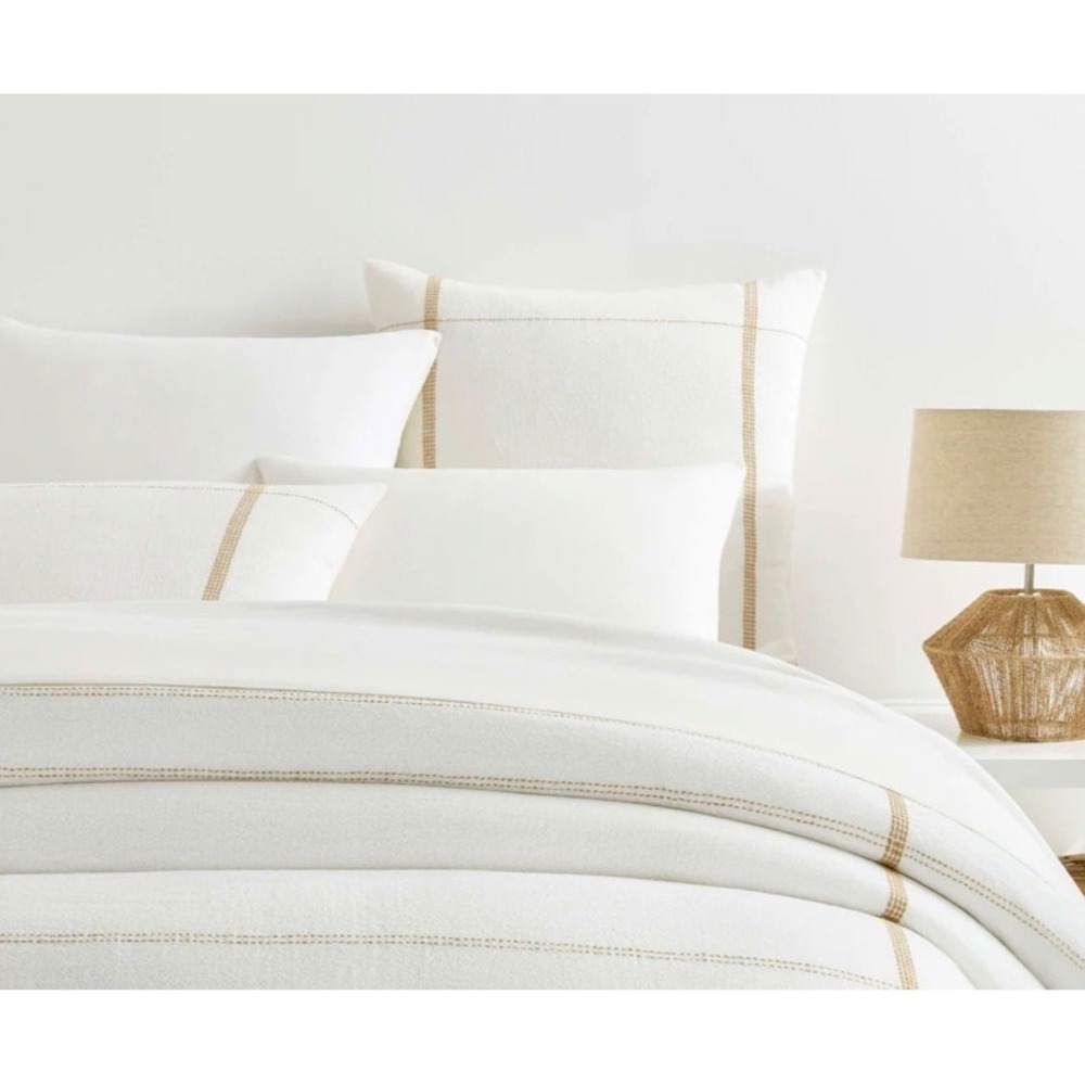 M18 Pine Cone Hill‎ Fine Linens Natural Euro 3 Piece Sham Tie